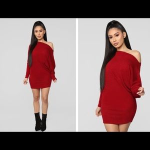 Burgundy Sweater Mini Dress